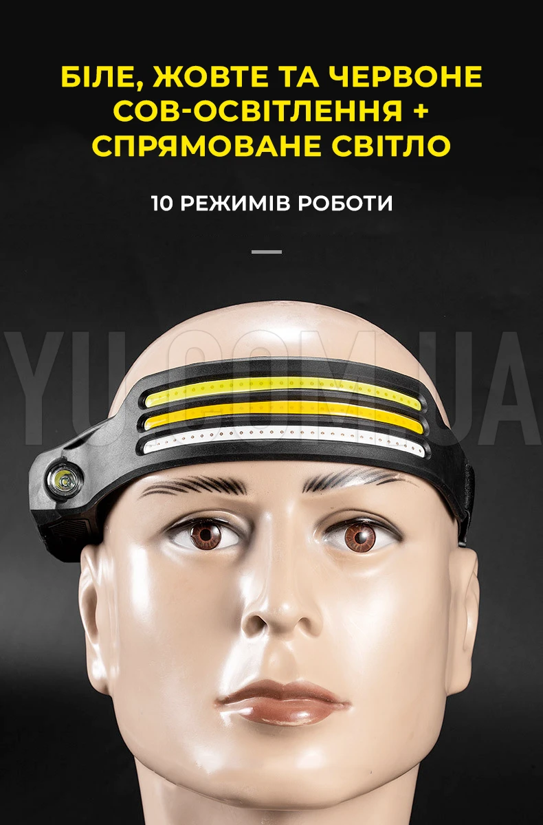 Налобний ліхтар COBA CB-689-3 акумуляторний з датчиком руху та червоним світлом Налобний ліхтар COBA CB-689-3 акумуляторний з датчиком руху та червоним світлом